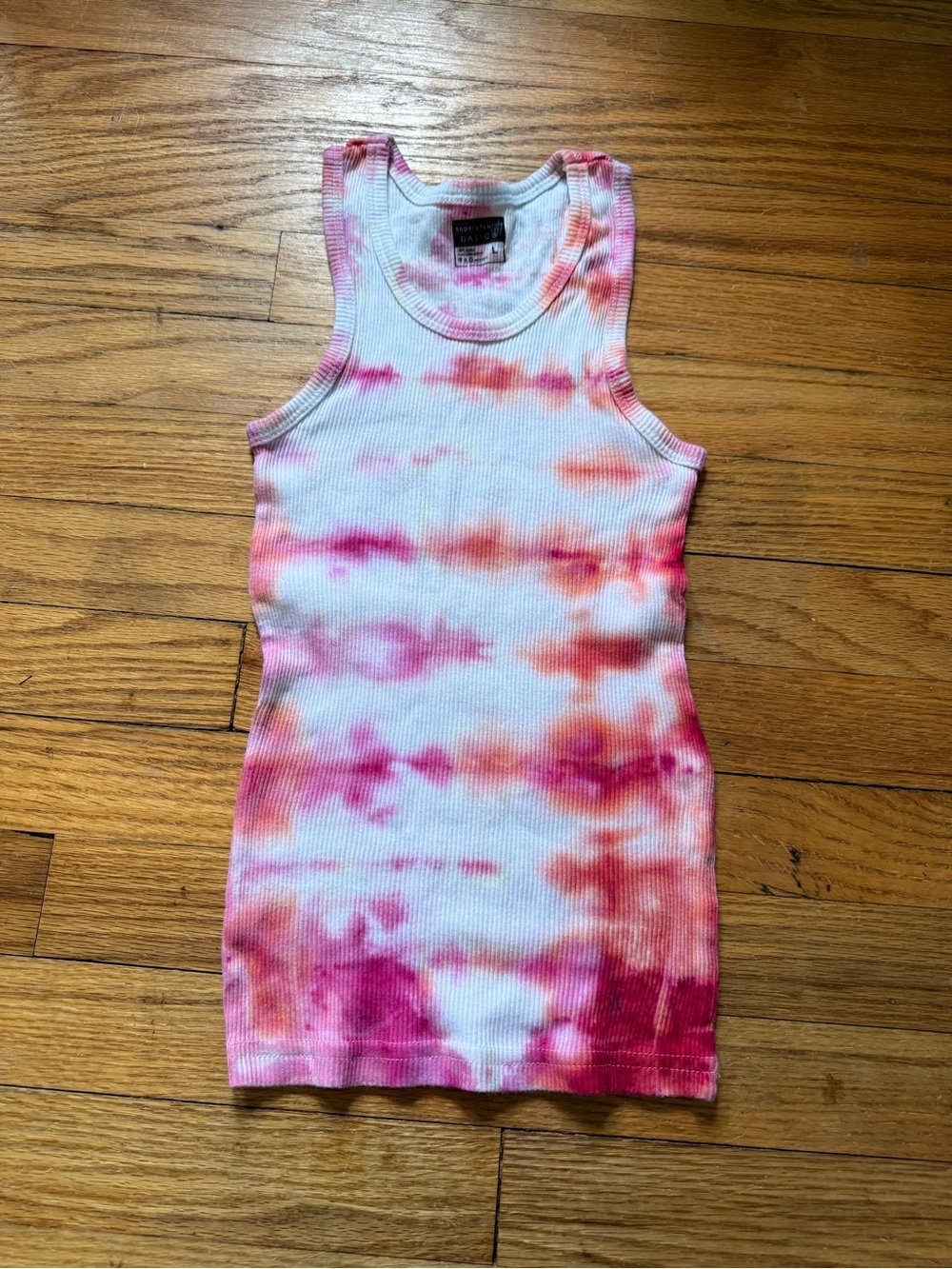 Tie-Dye Ribbed Tank Top - Pink & Orange
